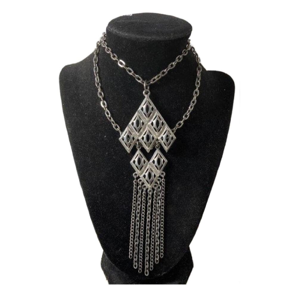 Vintage Modernist Articulated Tassel Necklace, Egyptian Revival, 1970s